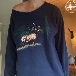 Off the Shoulder Moose Crewneck